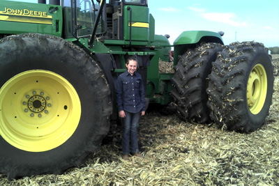 McKenna with her tractor, Oct. 2011